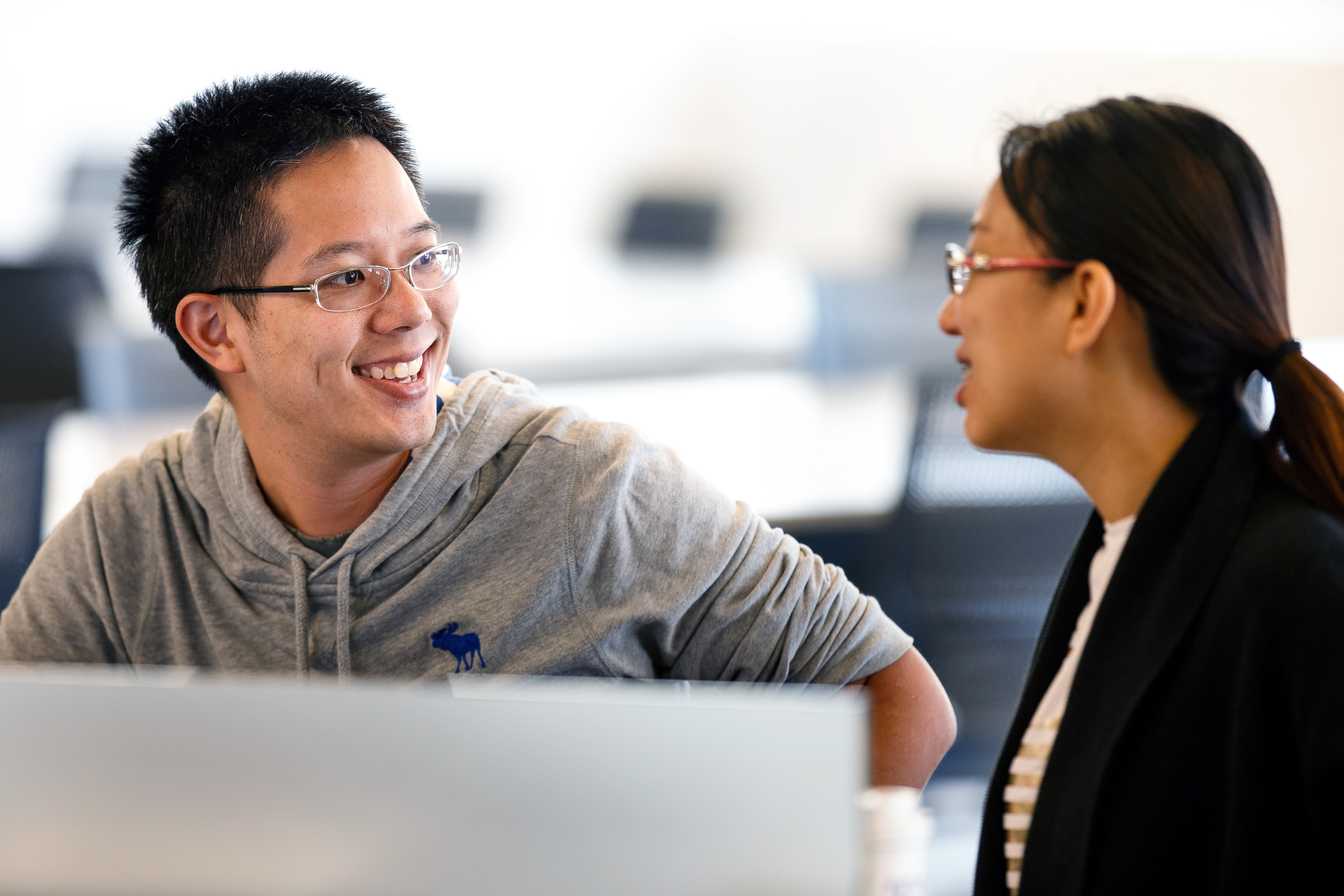 Two people having a discussion