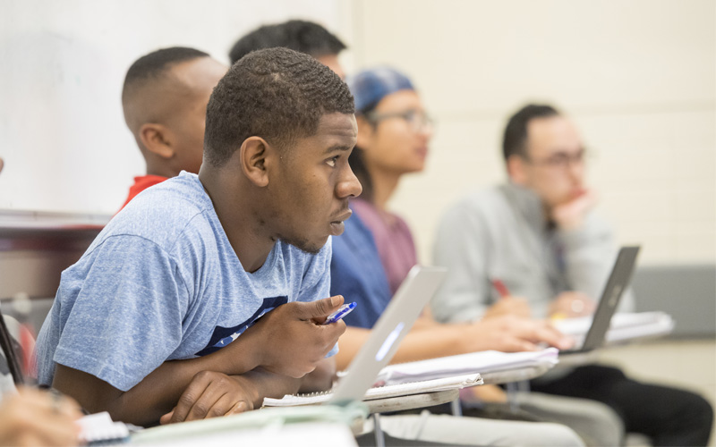 Students paying attention in a class