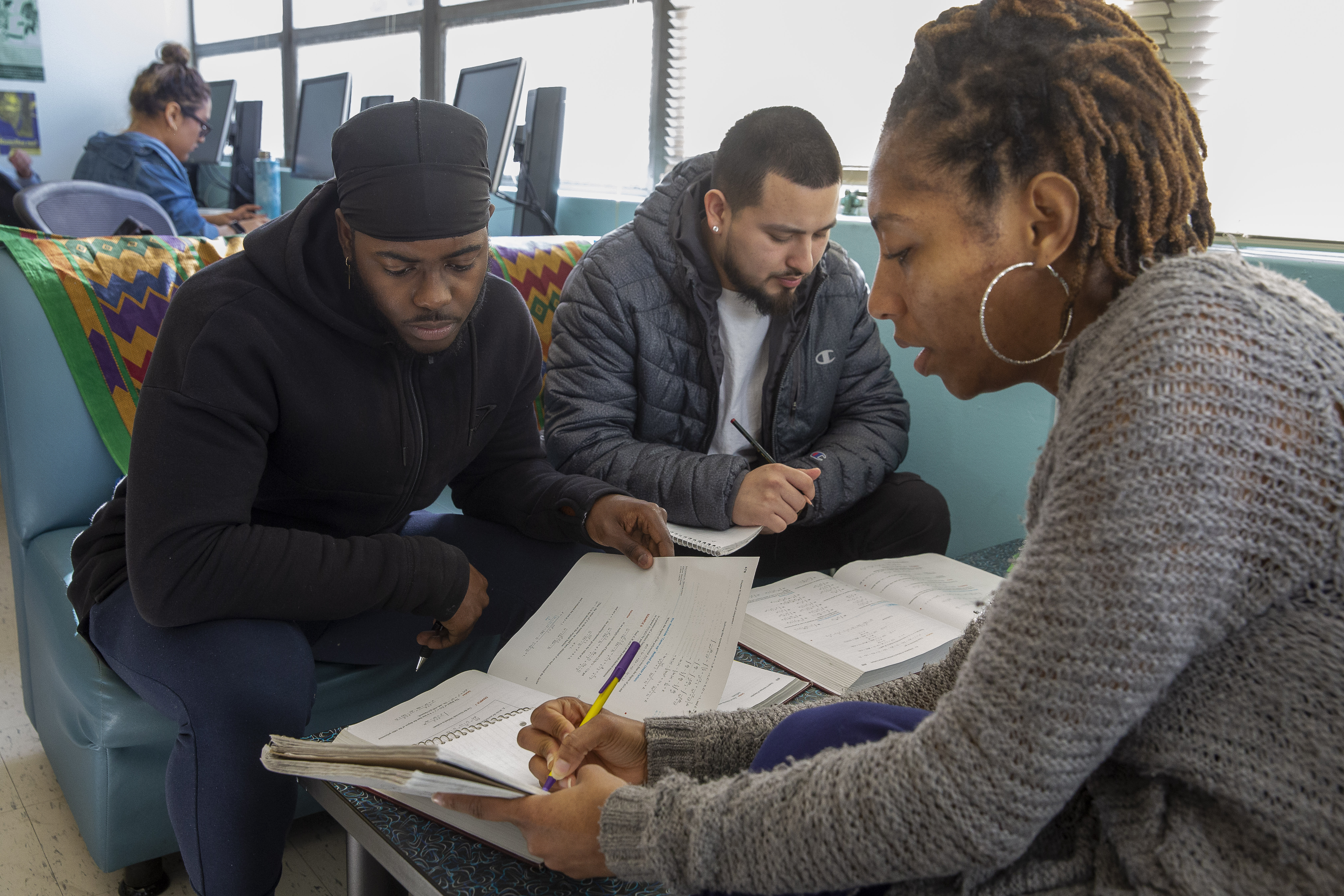 Three students studying