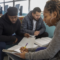 Three students studying